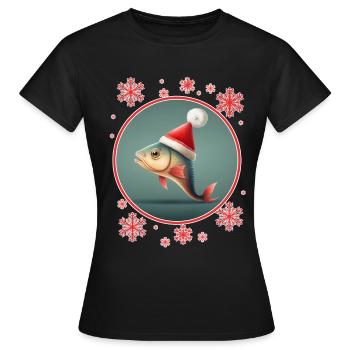 Pêche Pêcheur Pêcheuse Noël Pêcheur Poisson - T-shirt Femme - noir - Devant - AI Model Female 172 dark (172cm)