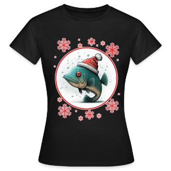 Pêche Pêcheur Pêcheuse Noël Pêcheur Poisson - T-shirt Femme - noir - Devant - AI Model Female 172 dark (172cm)