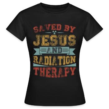 Cancer Patient Chemo - Saved by Jesus and - Women's T-Shirt - black - Front - AI Model Female 172 dark (172cm)