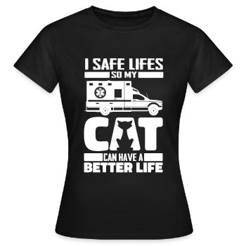 Service ambulancier paramédical Ambulancier Cat - T-shirt Femme - noir - Devant - AI Model Female 172 dark (172cm)