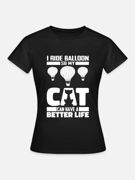 Heißluftballon Ballonfahren Katze - Frauen T-Shirt - Schwarz