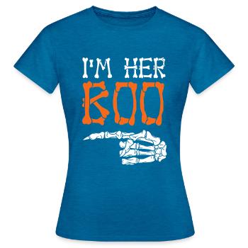 Lustiges passendes Halloween Kostüm für Paare Ich bin - Frauen T-Shirt - Antikblaues Saphir meliert - Vorne - AI Model Female 172 dark (172cm)