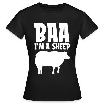 Baa Ich bin ein Schaf Lustiges Lazy Halloween Kostüm - Frauen T-Shirt - Schwarz - Vorne - AI Model Female 172 dark (172cm)