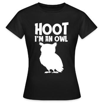 Hoot Ich bin eine Eule Lustiges faules Halloween Kostüm - Frauen T-Shirt - Schwarz - Vorne - AI Model Female 172 dark (172cm)