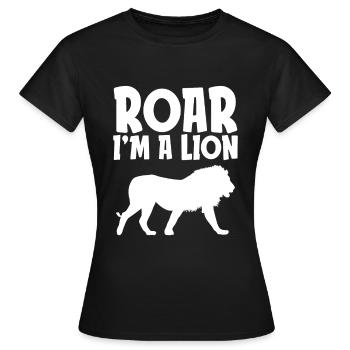 Roar I'm a Lion Funny Lazy Halloween Kostüm Wild - Frauen T-Shirt - Schwarz - Vorne - AI Model Female 172 dark (172cm)