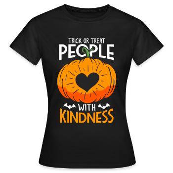 Trick or Treat Menschen mit Freundlichkeit Frauen - Frauen T-Shirt - Schwarz - Vorne - AI Model Female 172 dark (172cm)