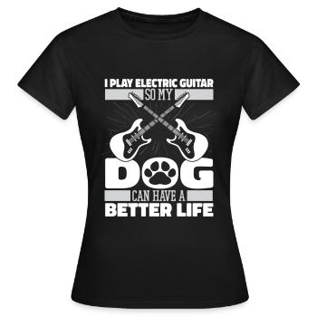 E Guitare Guitare Electrique Chien - T-shirt Femme - noir - Devant - AI Model Female 172 dark (172cm)