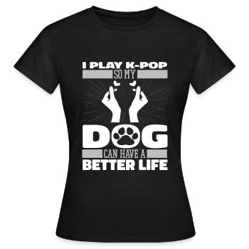 K Pop Kpop Chien pop coréen - T-shirt Femme - noir - Devant - AI Model Female 172 dark (172cm)