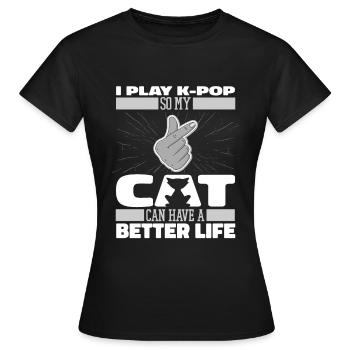 K Pop Kpop Chat Pop Coréen - T-shirt Femme - noir - Devant - AI Model Female 172 dark (172cm)