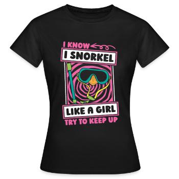Schnorcheln Witzig - Frauen T-Shirt - Schwarz - Vorne - AI Model Female 172 dark (172cm)