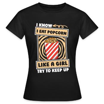 Popcorn Fille - T-shirt Femme - noir - Devant - AI Model Female 172 dark (172cm)