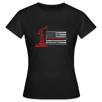 Oil Field Oil Rig Oil Rig US Flag - Women's T-Shirt - black - Front - AI Model Female 172 dark (172cm)