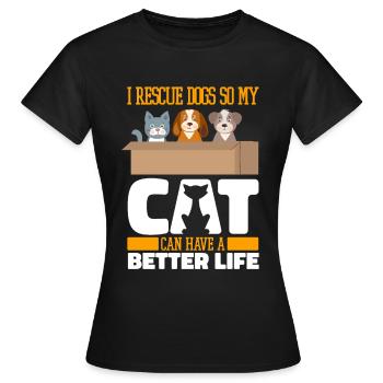 Chien de sauvetage Chien Chat - T-shirt Femme - noir - Devant - AI Model Female 172 dark (172cm)