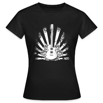 Guitare électrique fleurs de guitare électrique - T-shirt Femme - noir - Devant - AI Model Female 172 dark (172cm)