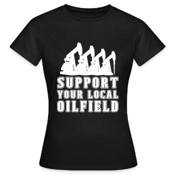 Ölfeld Bohrinsel Anlage - Frauen T-Shirt - Schwarz - Vorne - AI Model Female 172 dark (172cm)