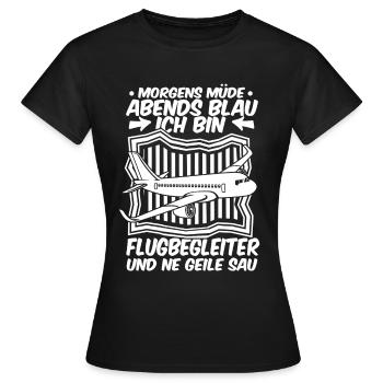 Flugbegleiter Stewardess - Frauen T-Shirt - Schwarz - Vorne - AI Model Female 172 dark (172cm)