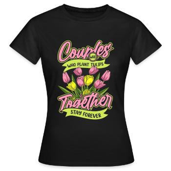 Tulips Pair - Women's T-Shirt - black - Front - AI Model Female 172 dark (172cm)