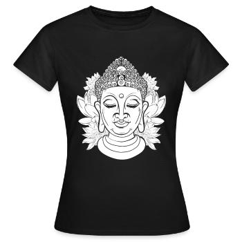 Buddha Buddhist Blumen - Frauen T-Shirt - Schwarz - Vorne - AI Model Female 172 dark (172cm)