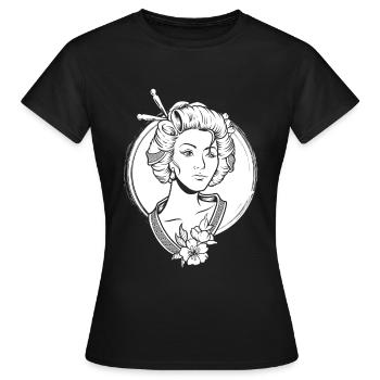 Geisha Flowers - Women's T-Shirt - black - Front - AI Model Female 172 dark (172cm)
