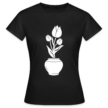 Vase tulipe - T-shirt Femme - noir - Devant - AI Model Female 172 dark (172cm)