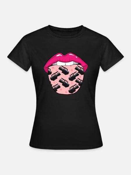 Kameramann Zunge - Frauen T-Shirt - Schwarz
