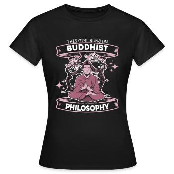 Bouddha bouddhiste drôle - T-shirt Femme - noir - Devant - AI Model Female 172 dark (172cm)