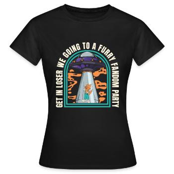Furry Fandom Fursuits Spaceship - Women's T-Shirt - black - Front - AI Model Female 172 dark (172cm)