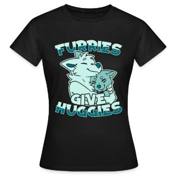 Furry Fandom Fursuits Hug - Women's T-Shirt - black - Front - AI Model Female 172 dark (172cm)