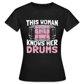 Batterie Batteur Batteur - T-shirt Femme - noir - Devant - AI Model Female 172 dark (172cm)