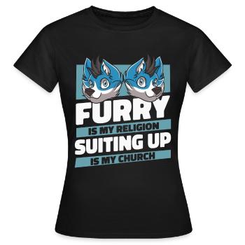 Furry Fandom Fursuits Funny - Women's T-Shirt - black - Front - AI Model Female 172 dark (172cm)