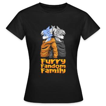 Furry Fandom Fursuits Family - Women's T-Shirt - black - Front - AI Model Female 172 dark (172cm)