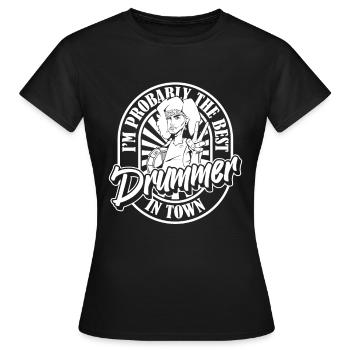Batterie Batteur Batteur - T-shirt Femme - noir - Devant - AI Model Female 172 dark (172cm)