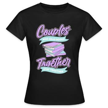 Livre Rat de bibliothèque Rat de bibliothèque Couple - T-shirt Femme - noir - Devant - AI Model Female 172 dark (172cm)