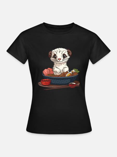 Frettchen Iltis Ramen - Frauen T-Shirt - Schwarz