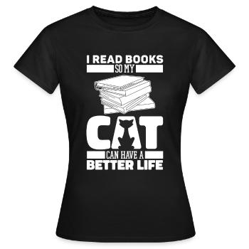 Livre, Rat de bibliothèque, Rat de bibliothèque, Chat - T-shirt Femme - noir - Devant - AI Model Female 172 dark (172cm)