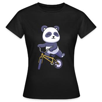 Großer Panda Pandabär Fahrrad - Frauen T-Shirt - Schwarz - Vorne - AI Model Female 172 dark (172cm)