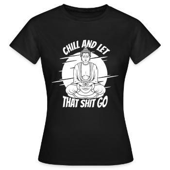 Buddha Buddhist Lustig - Frauen T-Shirt - Schwarz - Vorne - AI Model Female 172 dark (172cm)