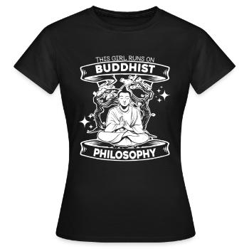 Bouddha bouddhiste drôle - T-shirt Femme - noir - Devant - AI Model Female 172 dark (172cm)