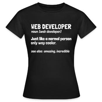 Web Developer Web Developer - Women's T-Shirt - black - Front - AI Model Female 172 dark (172cm)