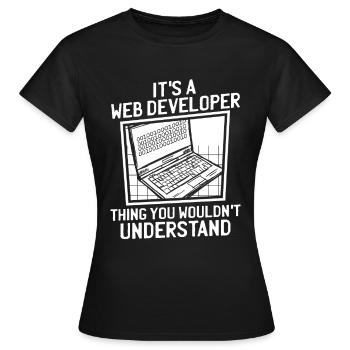 Web Developer Web Developer - Women's T-Shirt - black - Front - AI Model Female 172 dark (172cm)
