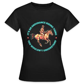 Équitation équestre cool Endurance - T-shirt Femme - noir - Devant - AI Model Female 172 dark (172cm)
