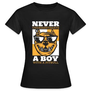Pitbull drôle Pitbull Interdiction - T-shirt Femme - noir - Devant - AI Model Female 172 dark (172cm)