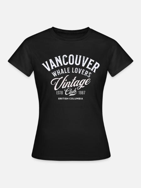 Vancouver Whale lovers vintage club Récupéré - T-shirt Femme - noir