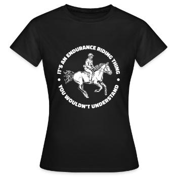 Équitation équestre d’endurance - T-shirt Femme - noir - Devant - AI Model Female 172 dark (172cm)