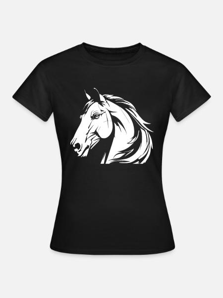 Pferd Reitsport Kopf - Frauen T-Shirt - Schwarz