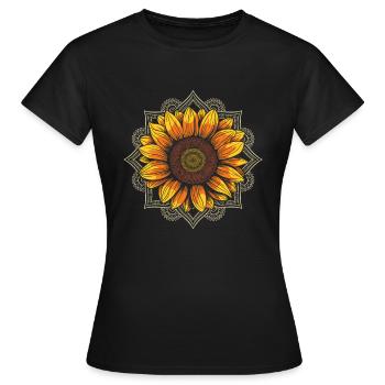 Tournesol Mandala Inspiration Zen - T-shirt Femme - noir - Devant - AI Model Female 172 dark (172cm)