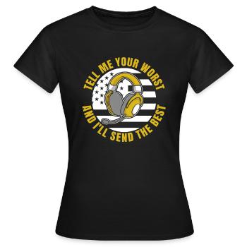 Centre d'opérations du centre de contrôle des appels d'urgence cool - T-shirt Femme - noir - Devant - AI Model Female 172 dark (172cm)