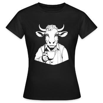 Vache, Agriculteur, Bétail, Café - T-shirt Femme - noir - Devant - AI Model Female 172 dark (172cm)