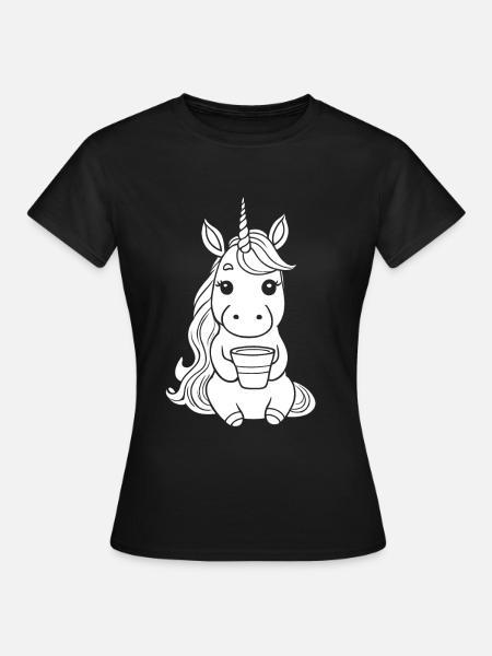 Eenhoorn Eenhoorn Koffie - Vrouwen T-shirt - zwart