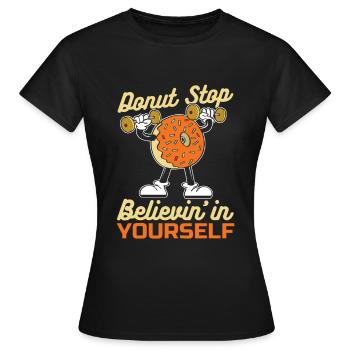 Donut Fitness Donut Gym - T-shirt Femme - noir - Devant - AI Model Female 172 dark (172cm)